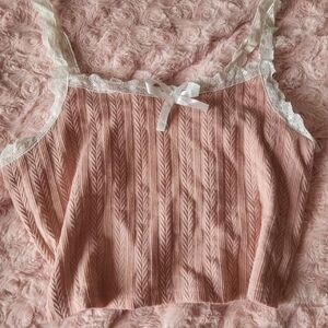 SHEIN Pink Lace Trim Camisole
